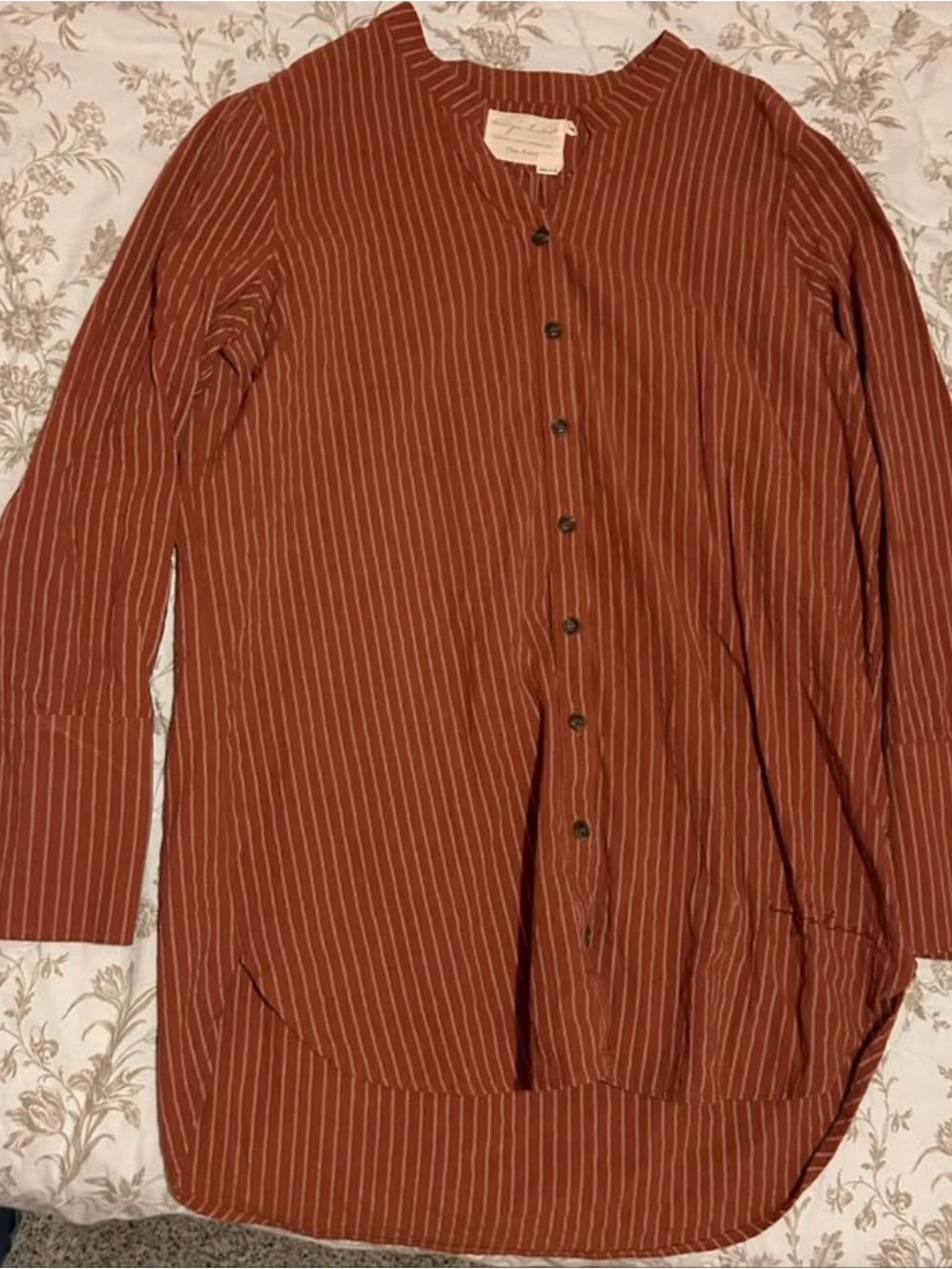 Rust Stripe Long-Sleeve Button-Up Shirt